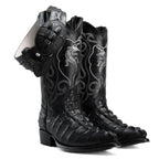 Joe Boots Men”s Caiman J Toe Cowboy Boots and Belt Combo–Black - OriginalWestern.com