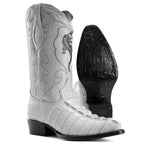 Joe Boots Men”s Caiman J Toe Cowboy Boots and Belt Combo–Bone - OriginalWestern.com