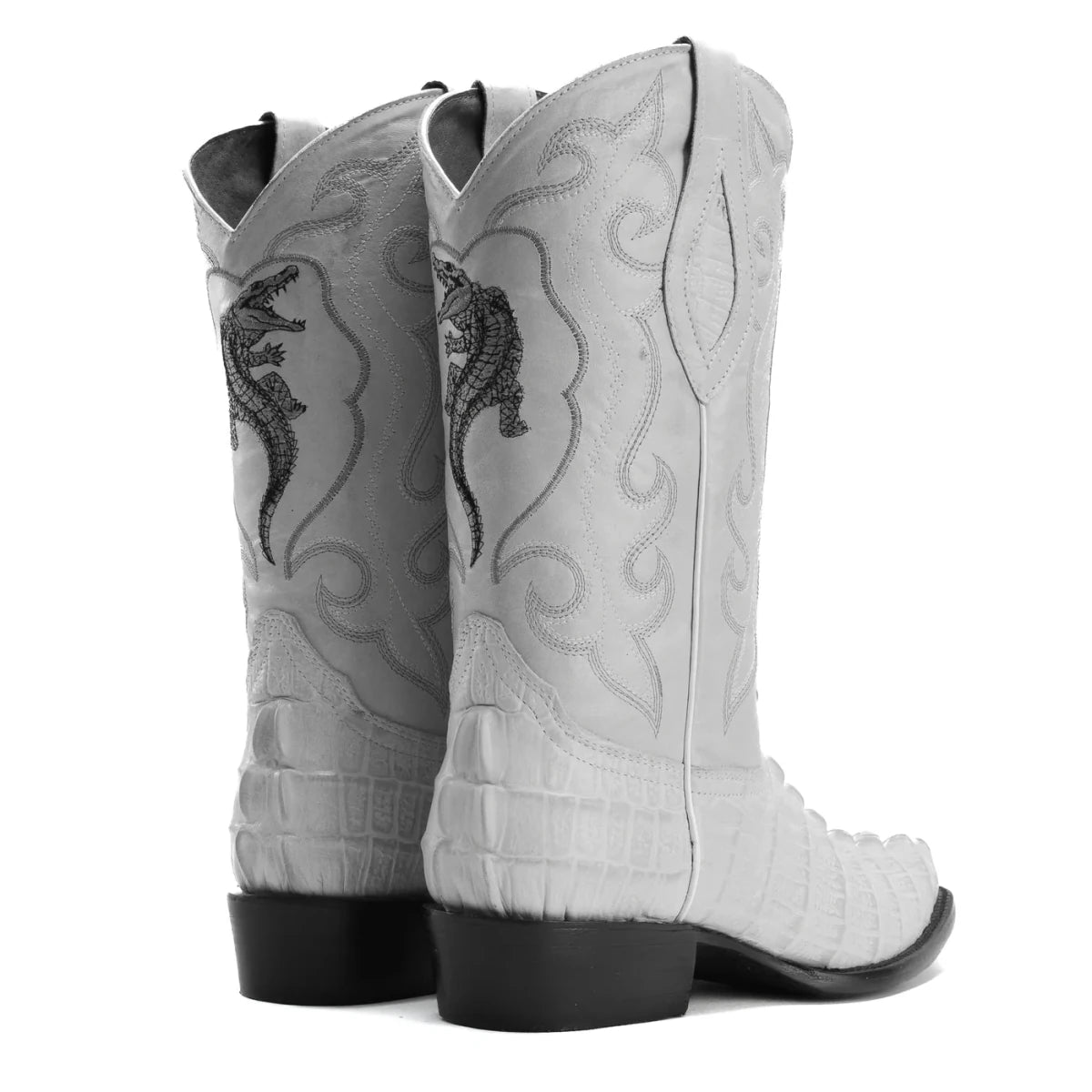 Joe Boots Men”s Caiman J Toe Cowboy Boots and Belt Combo–Bone - OriginalWestern.com
