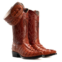 Joe Boots Men”s Caiman J Toe Cowboy Boots and Belt Combo–Shedron - OriginalWestern.com