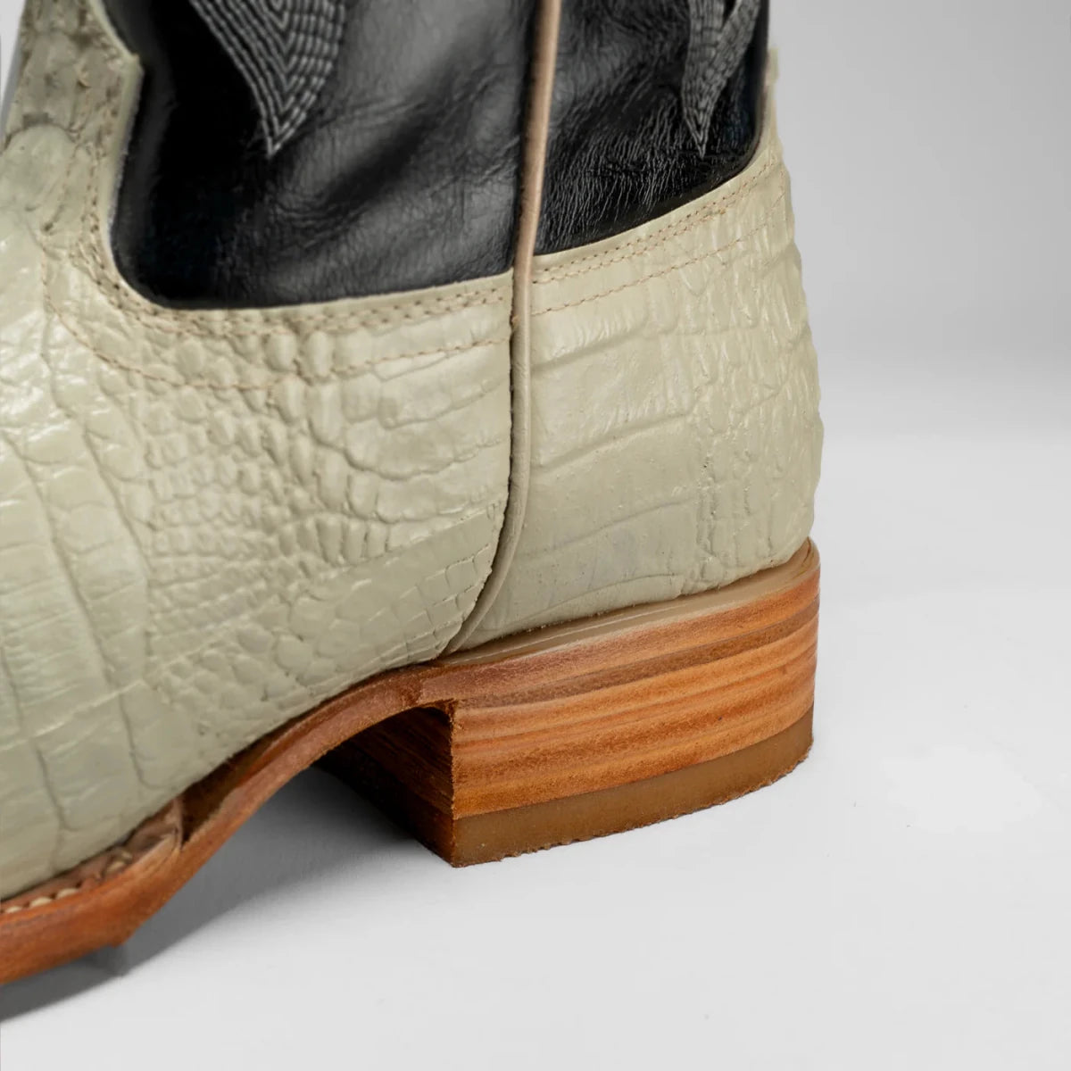Joe Boots Men”s Caiman Leather Pointed Toe Cowboy Boots–Bone - OriginalWestern.com