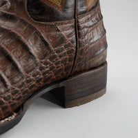 Joe Boots Men”s Caiman Square Toe Cowboy Boots and Belt Combo–Brown - OriginalWestern.com
