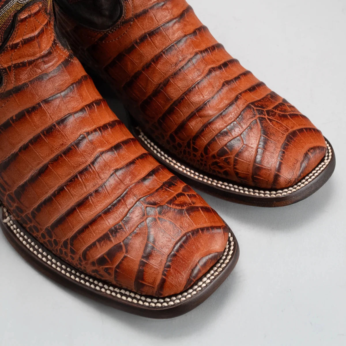 Joe Boots Men”s Caiman Square Toe Cowboy Boots and Belt Combo–Cognac - OriginalWestern.com