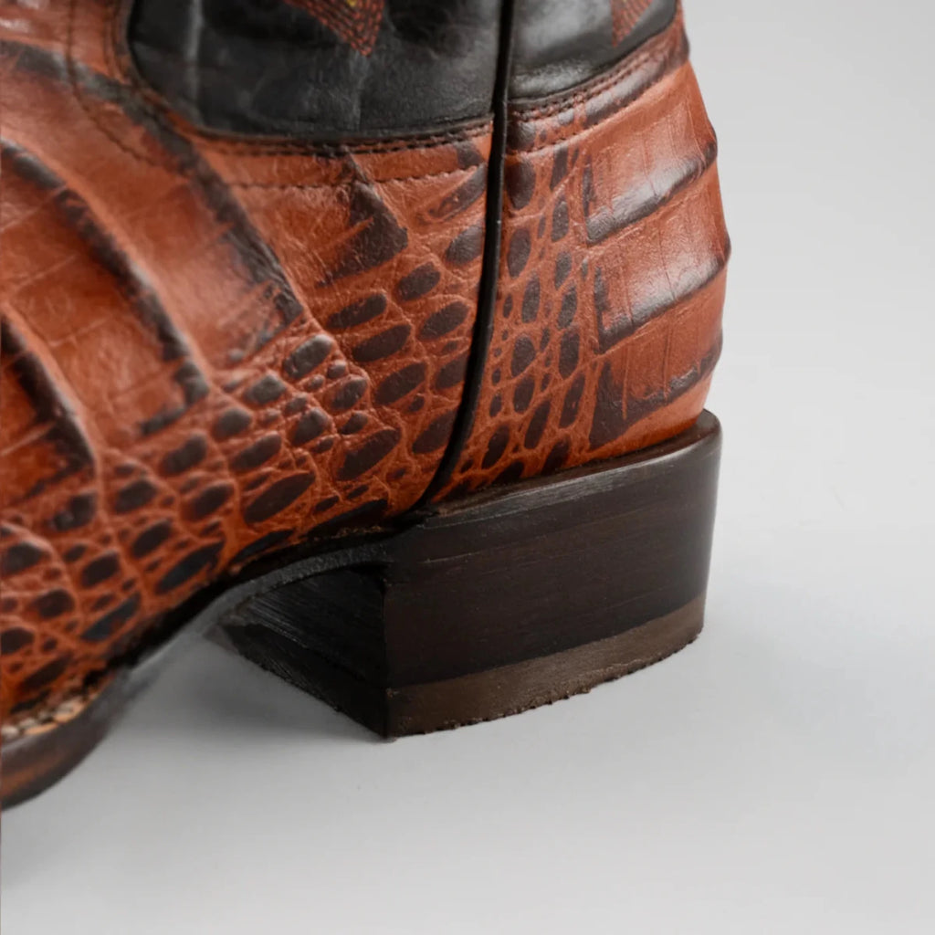 Joe Boots Men”s Caiman Square Toe Cowboy Boots and Belt Combo–Cognac - OriginalWestern.com
