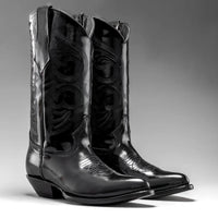 Joe Boots Men”s Chameleon Leather J Toe Cowboy Boots–Black - OriginalWestern.com