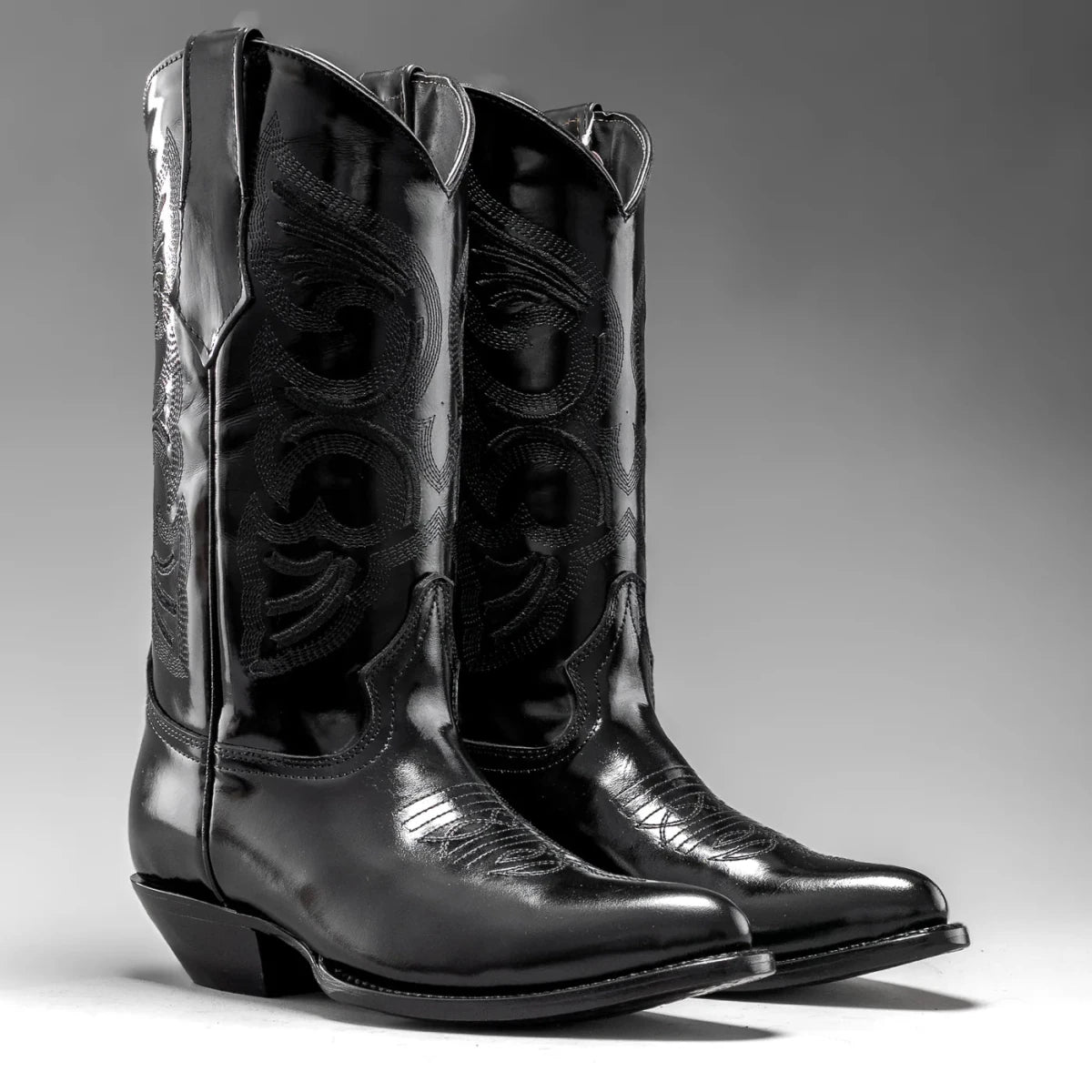 Joe Boots Men”s Chameleon Leather J Toe Cowboy Boots–Black - OriginalWestern.com