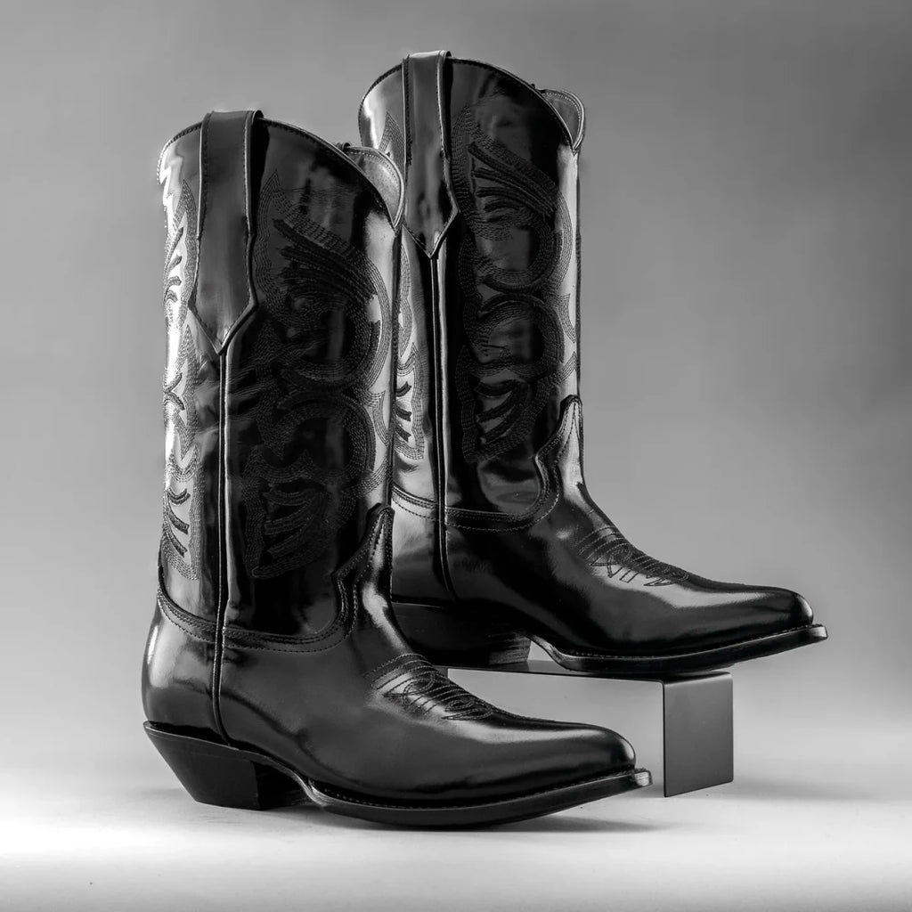 Joe Boots Men”s Chameleon Leather J Toe Cowboy Boots–Black - OriginalWestern.com