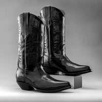 Joe Boots Men”s Chameleon Leather J Toe Cowboy Boots–Black - OriginalWestern.com