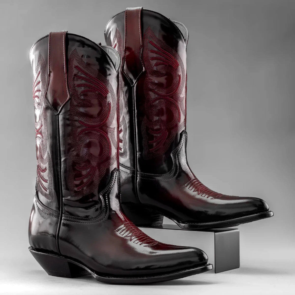 Joe Boots Men”s Chameleon Leather J Toe Cowboy Boots–Wine - OriginalWestern.com