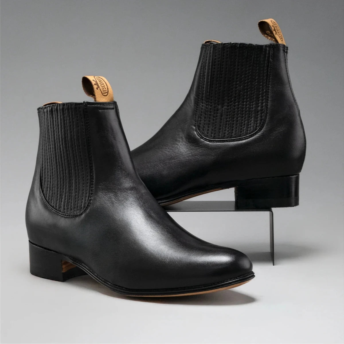 Joe Boots Men”s Charro Leather Round Toe Ankle Boot–Black - OriginalWestern.com