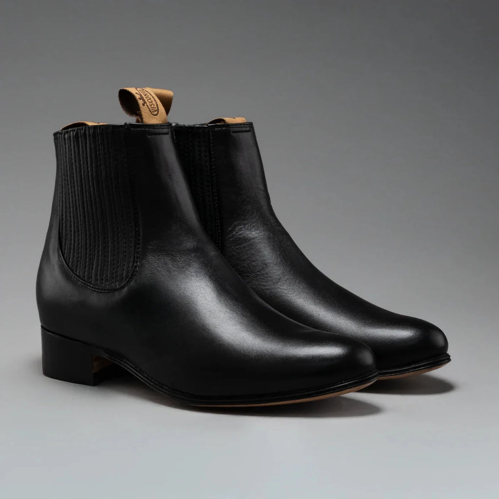 Joe Boots Men”s Charro Leather Round Toe Ankle Boot–Black - OriginalWestern.com