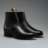 Joe Boots Men”s Charro Leather Round Toe Ankle Boot–Black - OriginalWestern.com