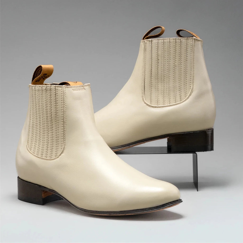 Joe Boots Men”s Charro Leather Round Toe Ankle Boot–Bone - OriginalWestern.com