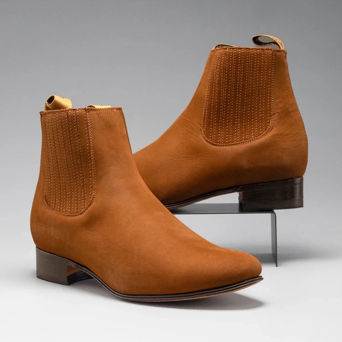 Joe Boots Men”s Charro Leather Round Toe Ankle Boot–Cinnamon - OriginalWestern.com
