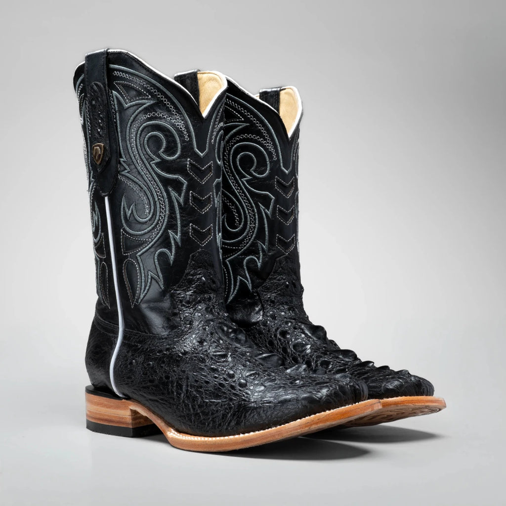 Joe Boots Men's Chelydra Turtle Leather Square Toe Cowboy Boots – Black - OriginalWestern.com