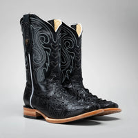 Joe Boots Men's Chelydra Turtle Leather Square Toe Cowboy Boots – Black - OriginalWestern.com