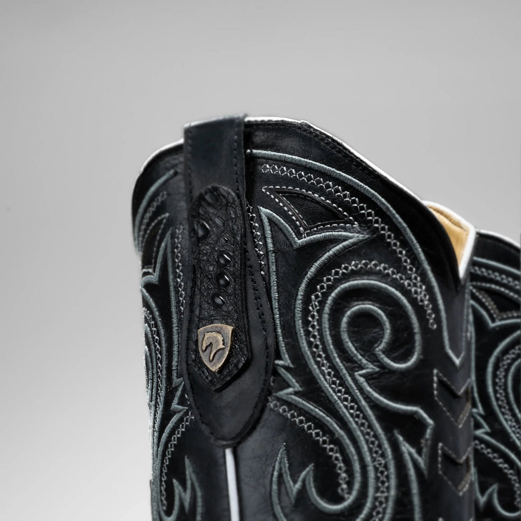 Joe Boots Men's Chelydra Turtle Leather Square Toe Cowboy Boots – Black - OriginalWestern.com