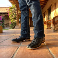 Joe Boots Men's Chelydra Turtle Leather Square Toe Cowboy Boots – Black - OriginalWestern.com