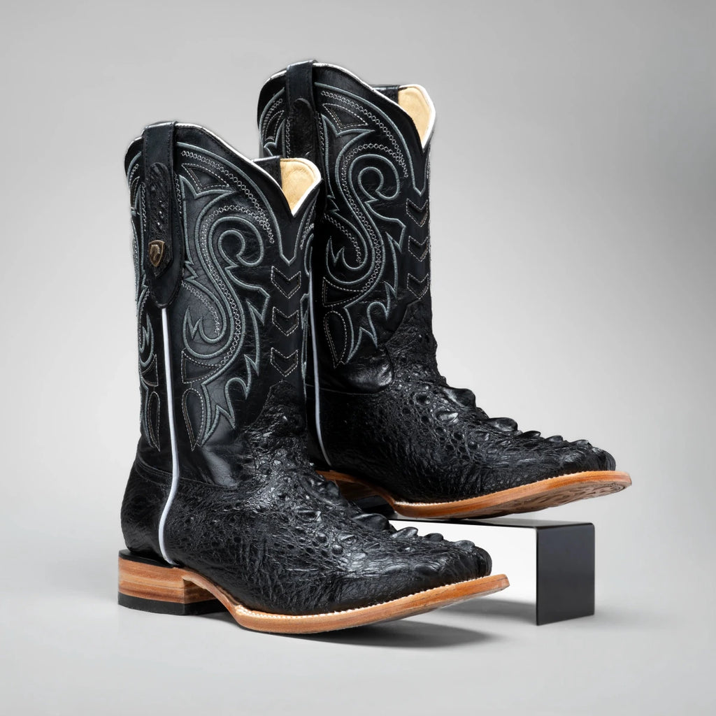 Joe Boots Men's Chelydra Turtle Leather Square Toe Cowboy Boots – Black - OriginalWestern.com
