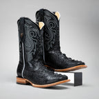 Joe Boots Men's Chelydra Turtle Leather Square Toe Cowboy Boots – Black - OriginalWestern.com