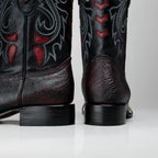 Joe Boots Men's Chelydra Turtle Leather Square Toe Cowboy Boots – Black Cherry - OriginalWestern.com