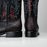 Joe Boots Men's Chelydra Turtle Leather Square Toe Cowboy Boots – Black Cherry - OriginalWestern.com