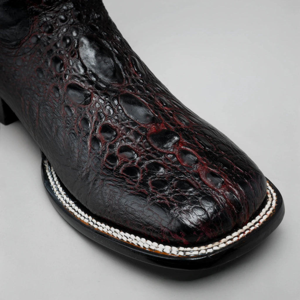 Joe Boots Men's Chelydra Turtle Leather Square Toe Cowboy Boots – Black Cherry - OriginalWestern.com