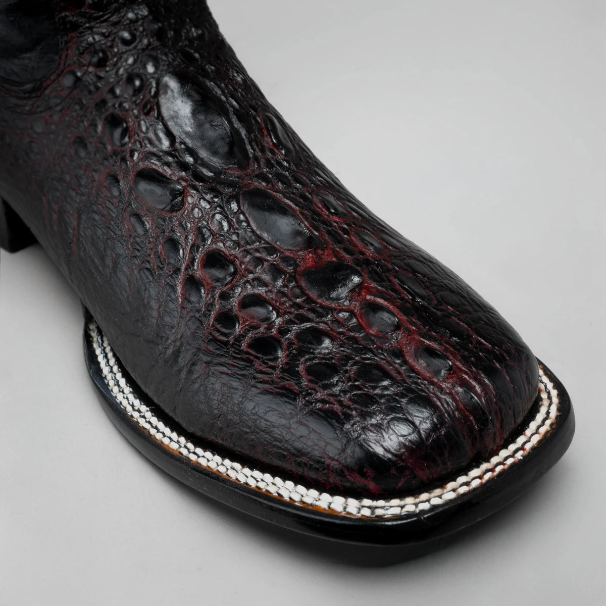 Joe Boots Men's Chelydra Turtle Leather Square Toe Cowboy Boots – Black Cherry - OriginalWestern.com