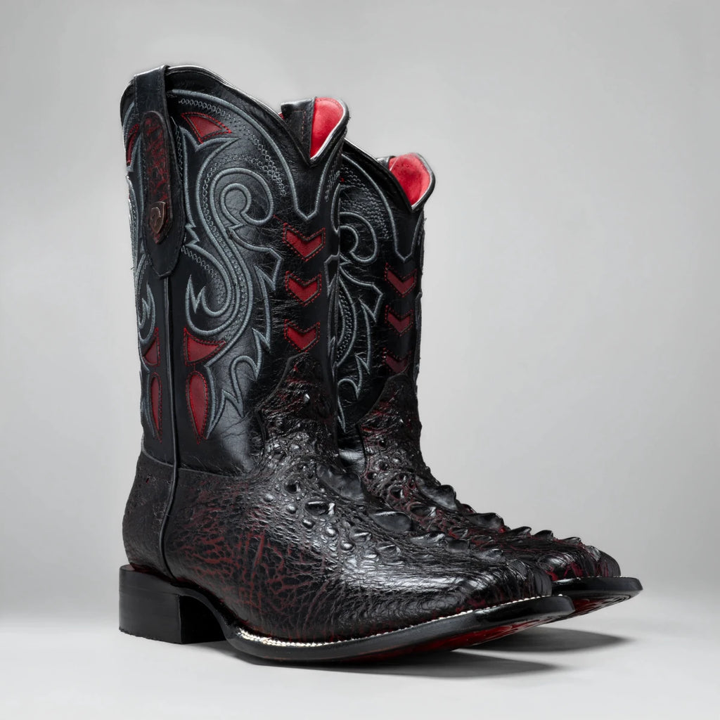 Joe Boots Men's Chelydra Turtle Leather Square Toe Cowboy Boots – Black Cherry - OriginalWestern.com