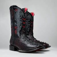 Joe Boots Men's Chelydra Turtle Leather Square Toe Cowboy Boots – Black Cherry - OriginalWestern.com