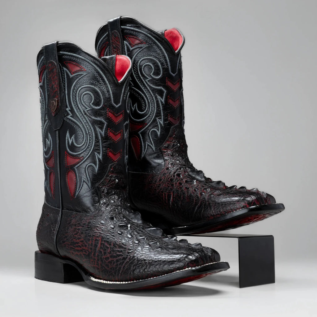 Joe Boots Men's Chelydra Turtle Leather Square Toe Cowboy Boots – Black Cherry - OriginalWestern.com
