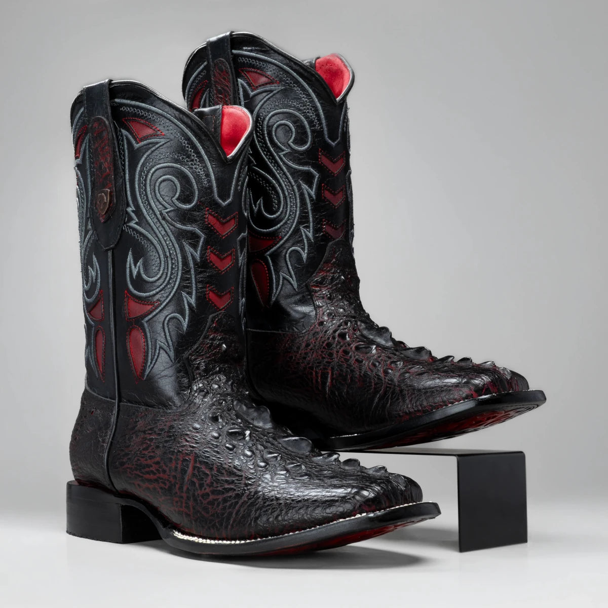 Joe Boots Men's Chelydra Turtle Leather Square Toe Cowboy Boots – Black Cherry - OriginalWestern.com