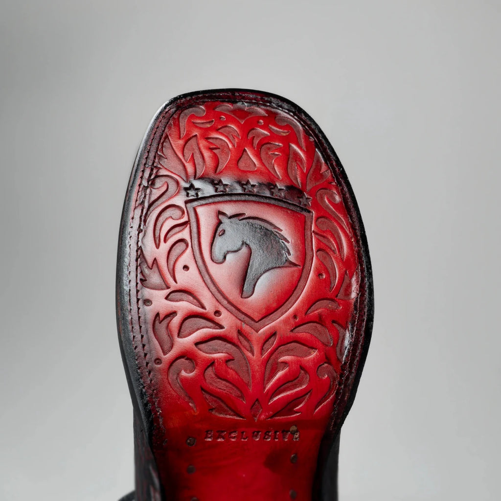 Joe Boots Men's Chelydra Turtle Leather Square Toe Cowboy Boots – Black Cherry - OriginalWestern.com