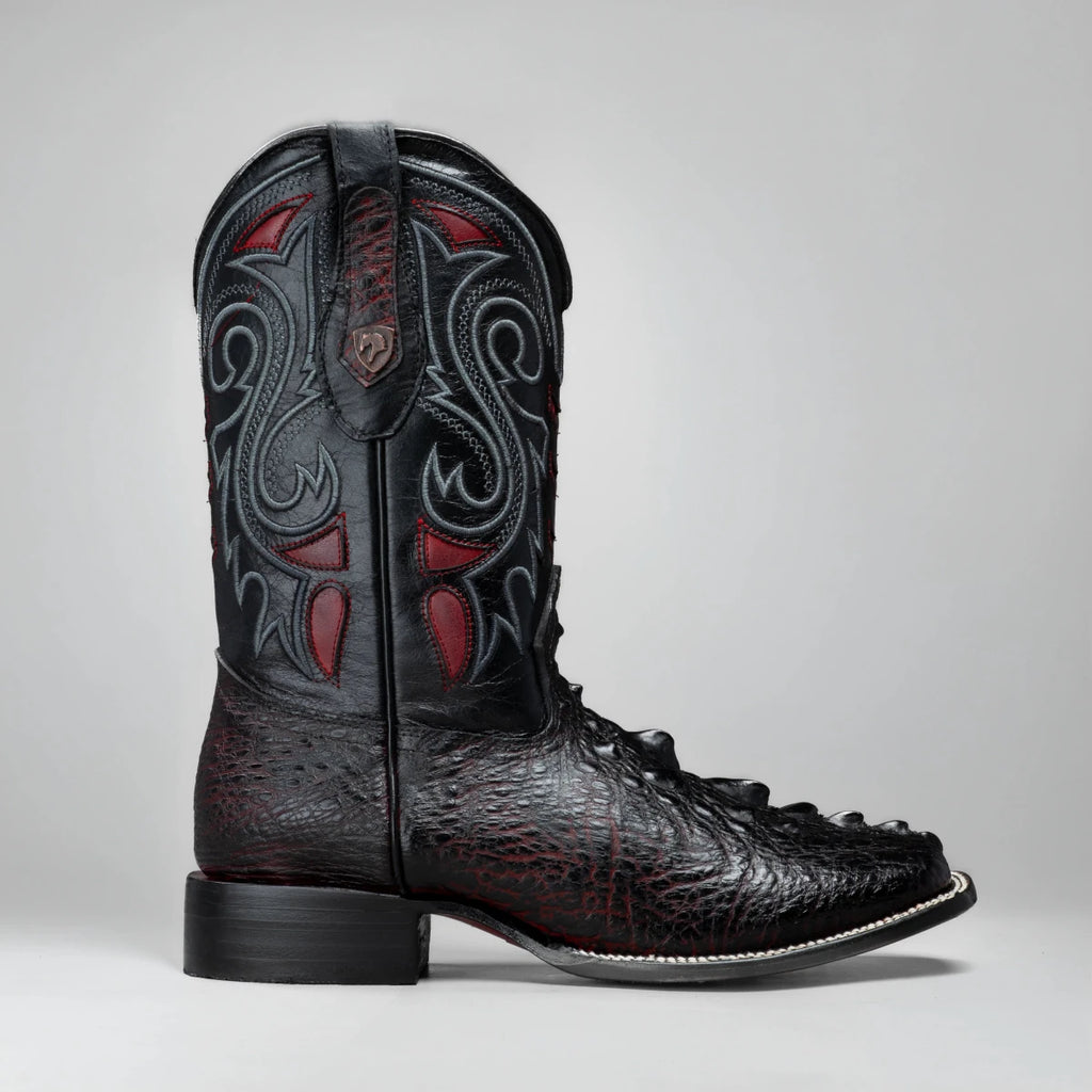 Joe Boots Men's Chelydra Turtle Leather Square Toe Cowboy Boots – Black Cherry - OriginalWestern.com