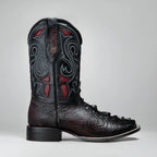 Joe Boots Men's Chelydra Turtle Leather Square Toe Cowboy Boots – Black Cherry - OriginalWestern.com
