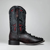 Joe Boots Men's Chelydra Turtle Leather Square Toe Cowboy Boots – Black Cherry - OriginalWestern.com
