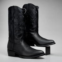 Joe Boots Men”s Classic Full Leather J Toe Cowboy Boot–Black - OriginalWestern.com