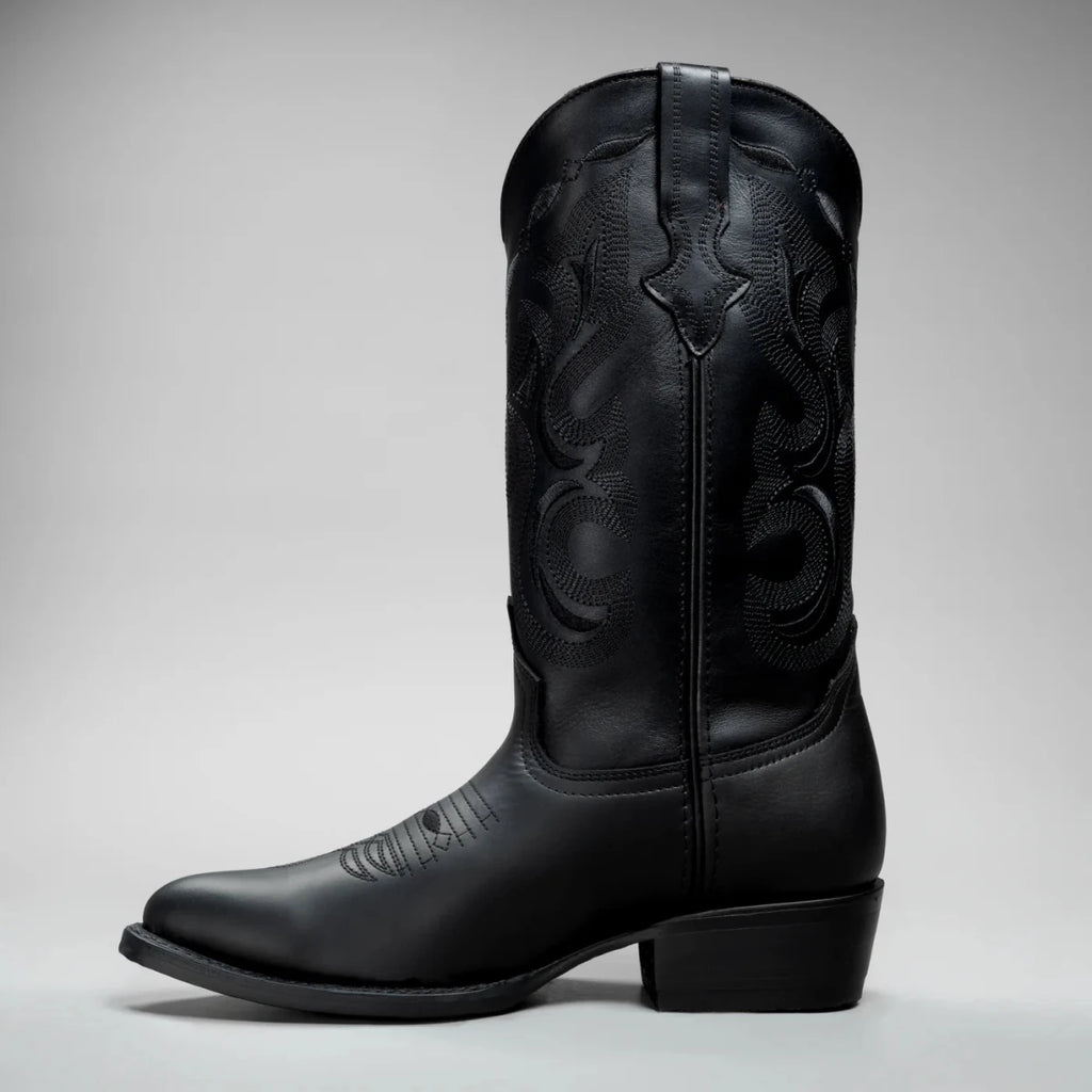 Joe Boots Men”s Classic Full Leather J Toe Cowboy Boot–Black - OriginalWestern.com