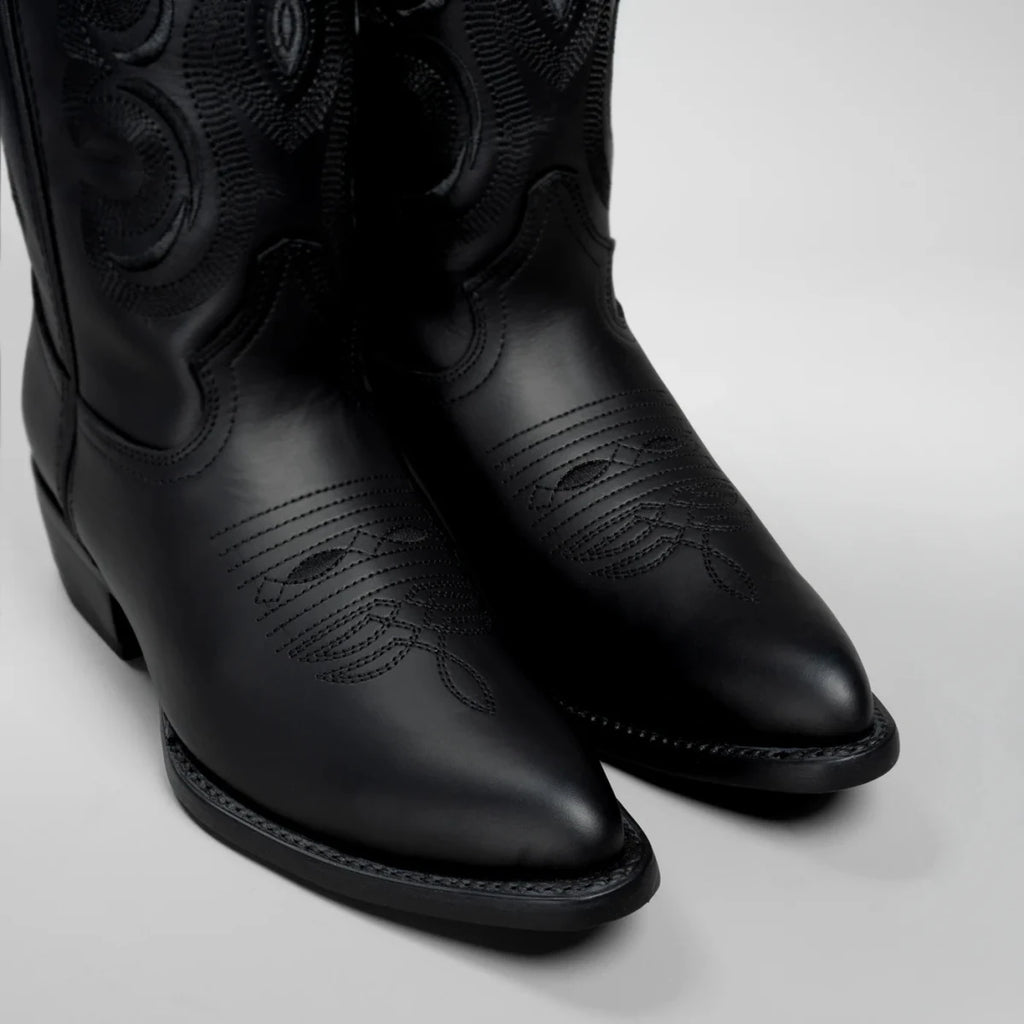 Joe Boots Men”s Classic Full Leather J Toe Cowboy Boot–Black - OriginalWestern.com