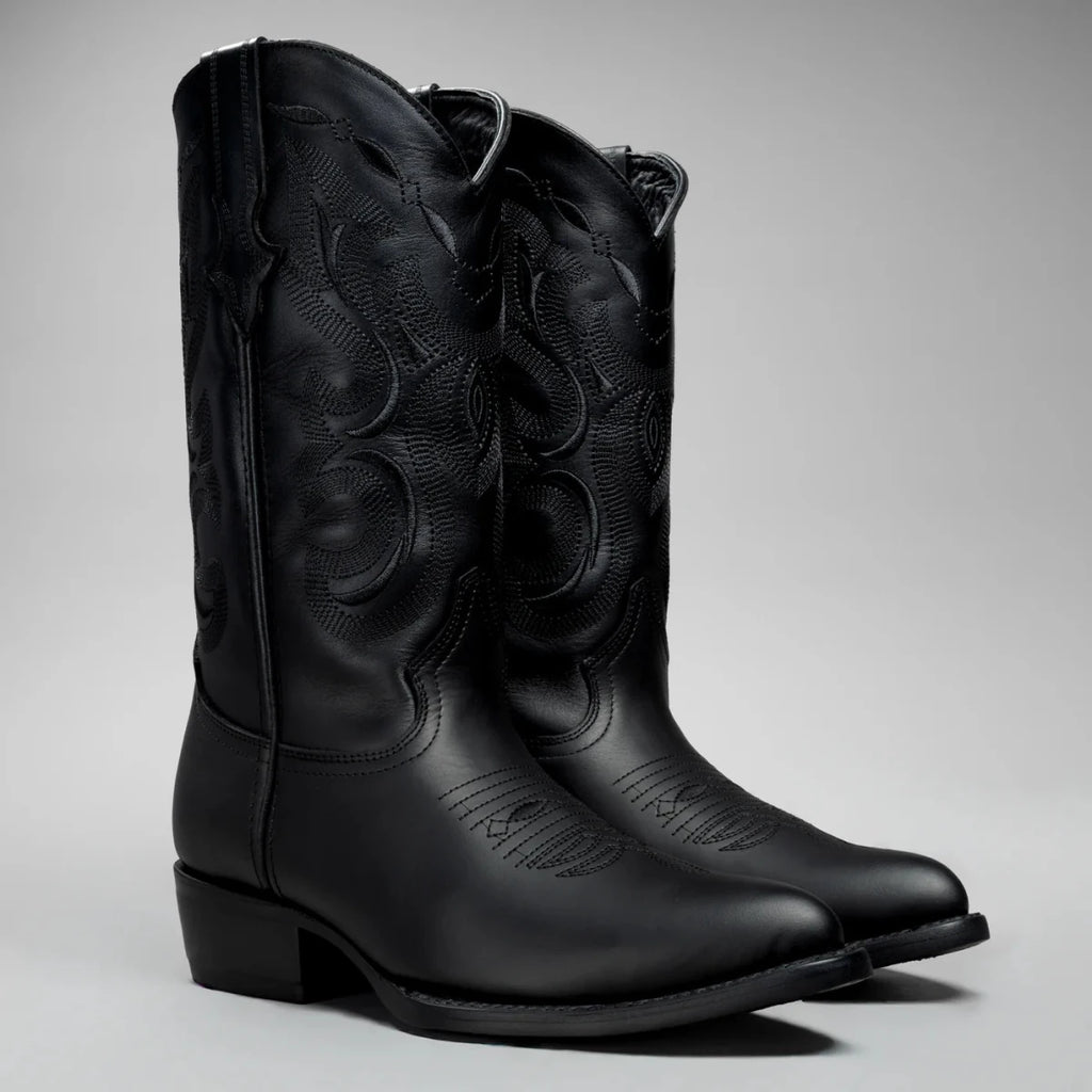 Joe Boots Men”s Classic Full Leather J Toe Cowboy Boot–Black - OriginalWestern.com