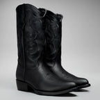 Joe Boots Men”s Classic Full Leather J Toe Cowboy Boot–Black - OriginalWestern.com