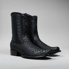 Joe Boots Men's Exotic Python Snakeskin Print Dubai Square Toe Boots with Zipper - Black - OriginalWestern.com