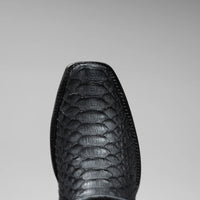 Joe Boots Men's Exotic Python Snakeskin Print Dubai Square Toe Boots with Zipper - Black - OriginalWestern.com