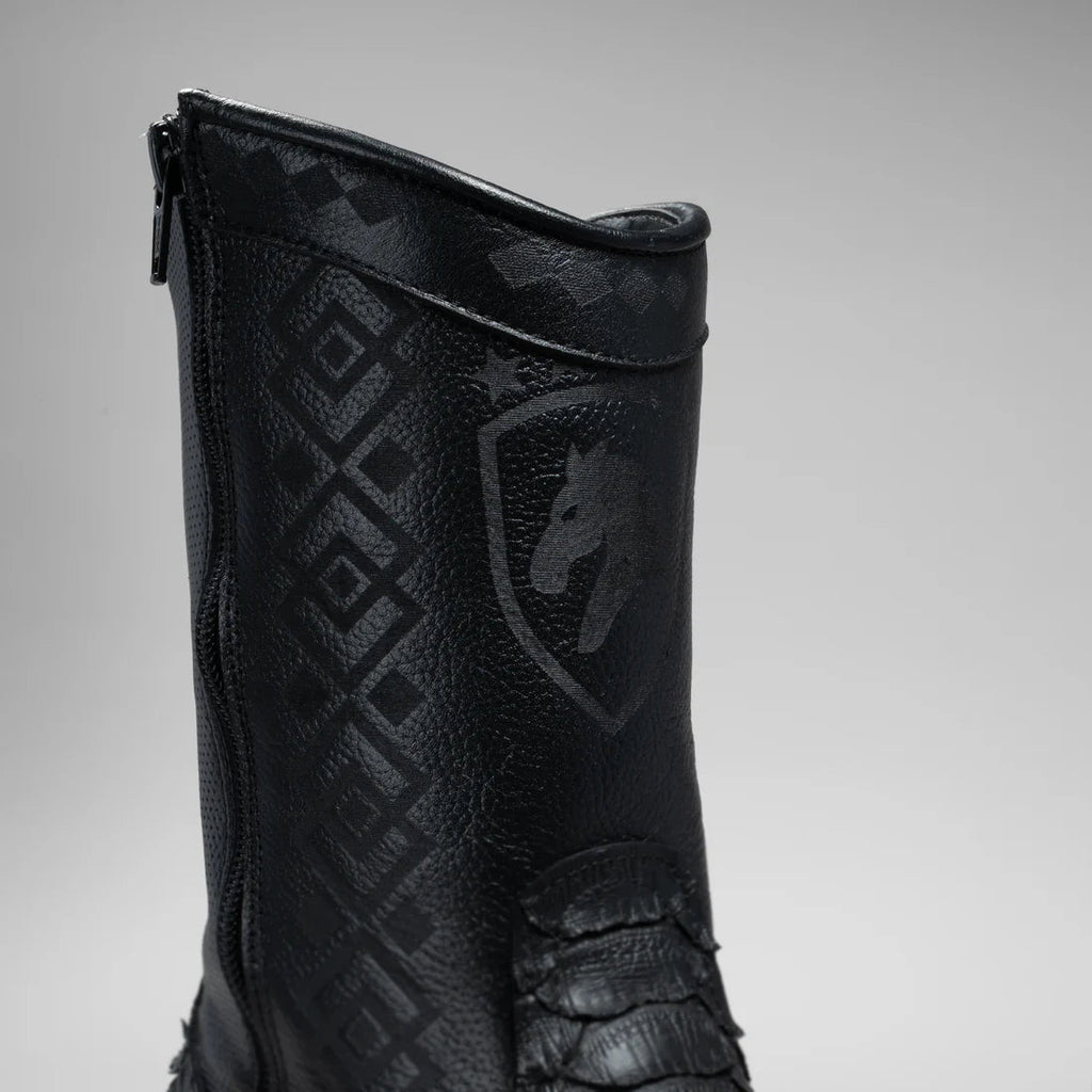 Joe Boots Men's Exotic Python Snakeskin Print Dubai Square Toe Boots with Zipper - Black - OriginalWestern.com