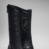 Joe Boots Men's Exotic Python Snakeskin Print Dubai Square Toe Boots with Zipper - Black - OriginalWestern.com