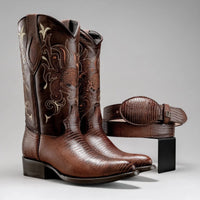 Joe Boots Men”s Lizard Tribute J Toe Cowboy Boots and Belt Combo - OriginalWestern.com
