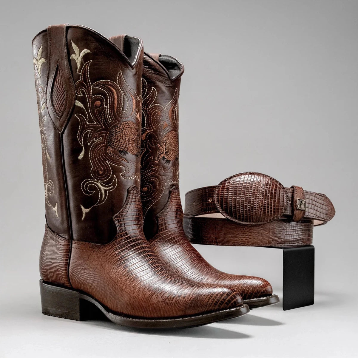 Joe Boots Men”s Lizard Tribute J Toe Cowboy Boots and Belt Combo - OriginalWestern.com