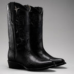Joe Boots Men”s Lizard Tribute J Toe Cowboy Boots and Belt Combo–Black - OriginalWestern.com