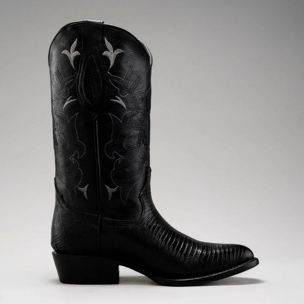 Joe Boots Men”s Lizard Tribute J Toe Cowboy Boots–Black - OriginalWestern.com