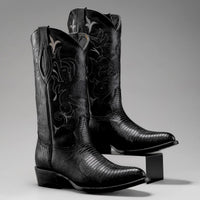 Joe Boots Men”s Lizard Tribute J Toe Cowboy Boots–Black - OriginalWestern.com